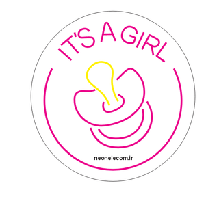 تابلو نئون تعیین جنسیت It's a Girl (پستونک) کد 506 با آداپتور